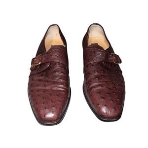 Carlo Di Nuzzo men 11 ostrich Leather singlestrap buckle loafer made in Italy 
￼